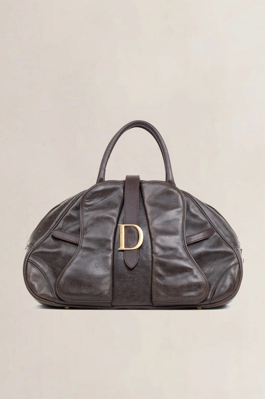 Vintage Double Saddle Bowler Top Handle Bag