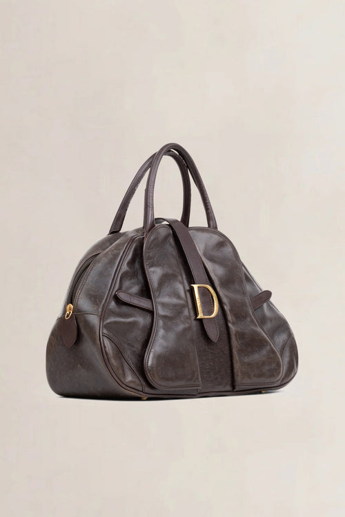 Vintage Double Saddle Bowler Top Handle Bag