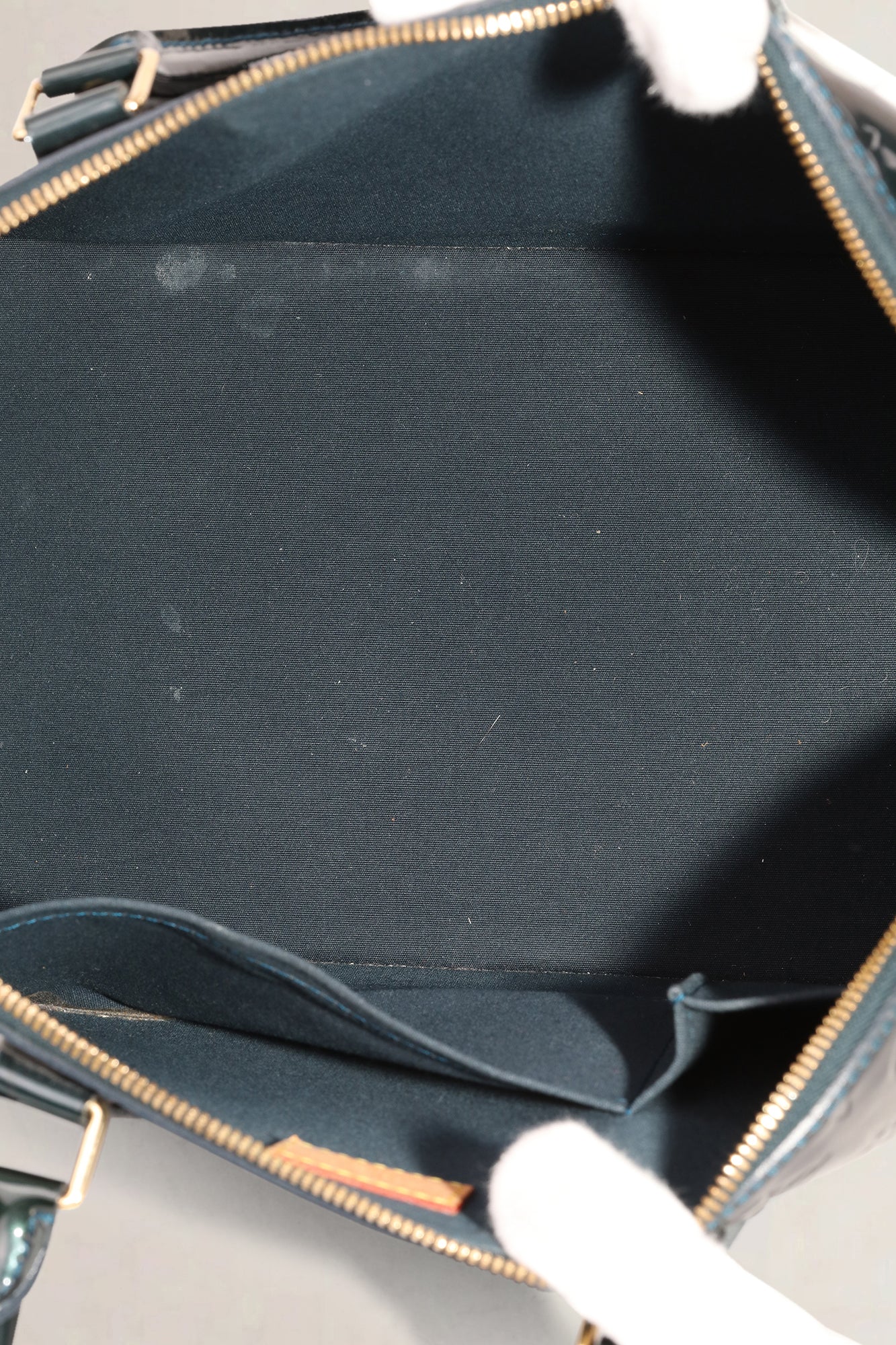 Louis Vuitton Petrol Blue Patent Leather Alma PM Top Handle Bag