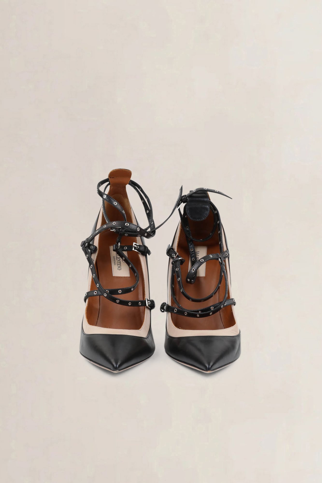 Valentino Garavani Black/Beige Love Latch Pumps