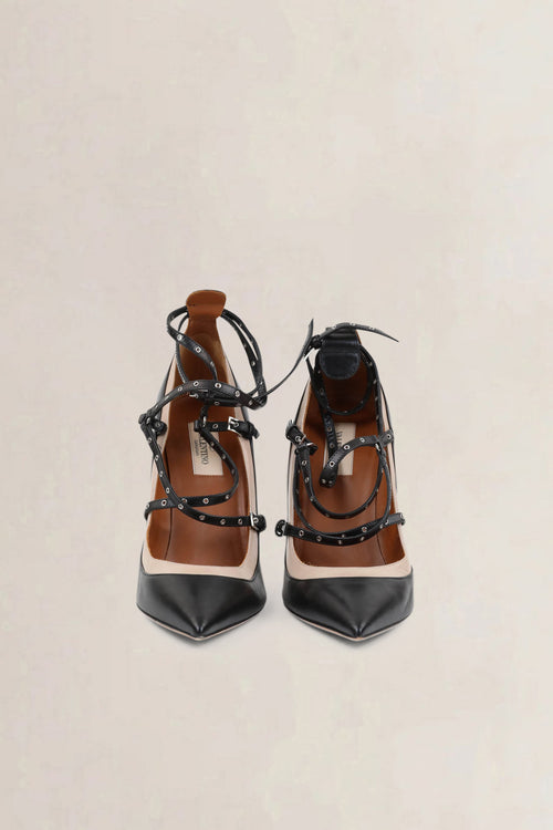 Valentino Garavani Black/Beige Love Latch Pumps