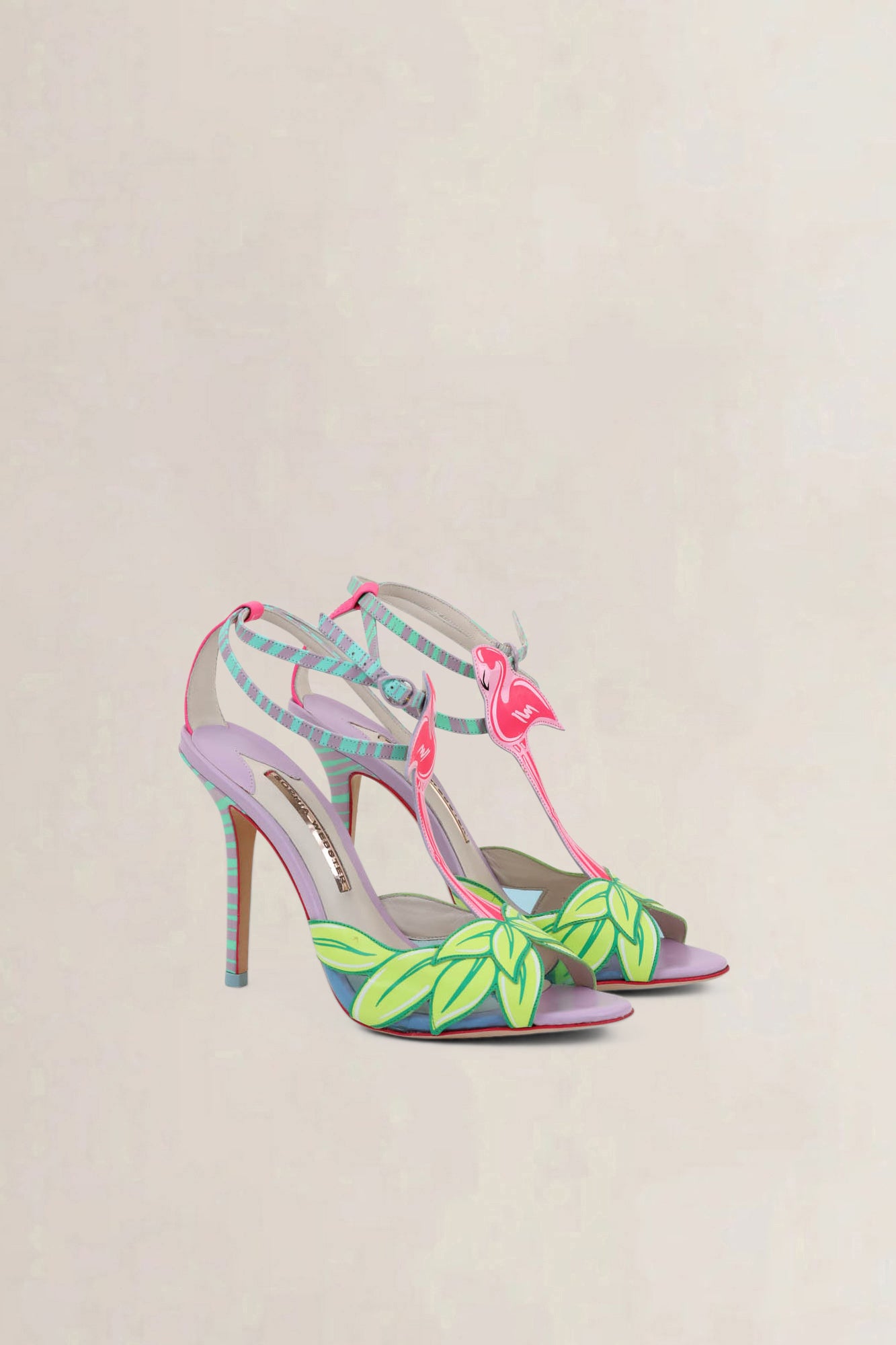 Sophia Webster Multicolor Patent Leather Flamingo Heels