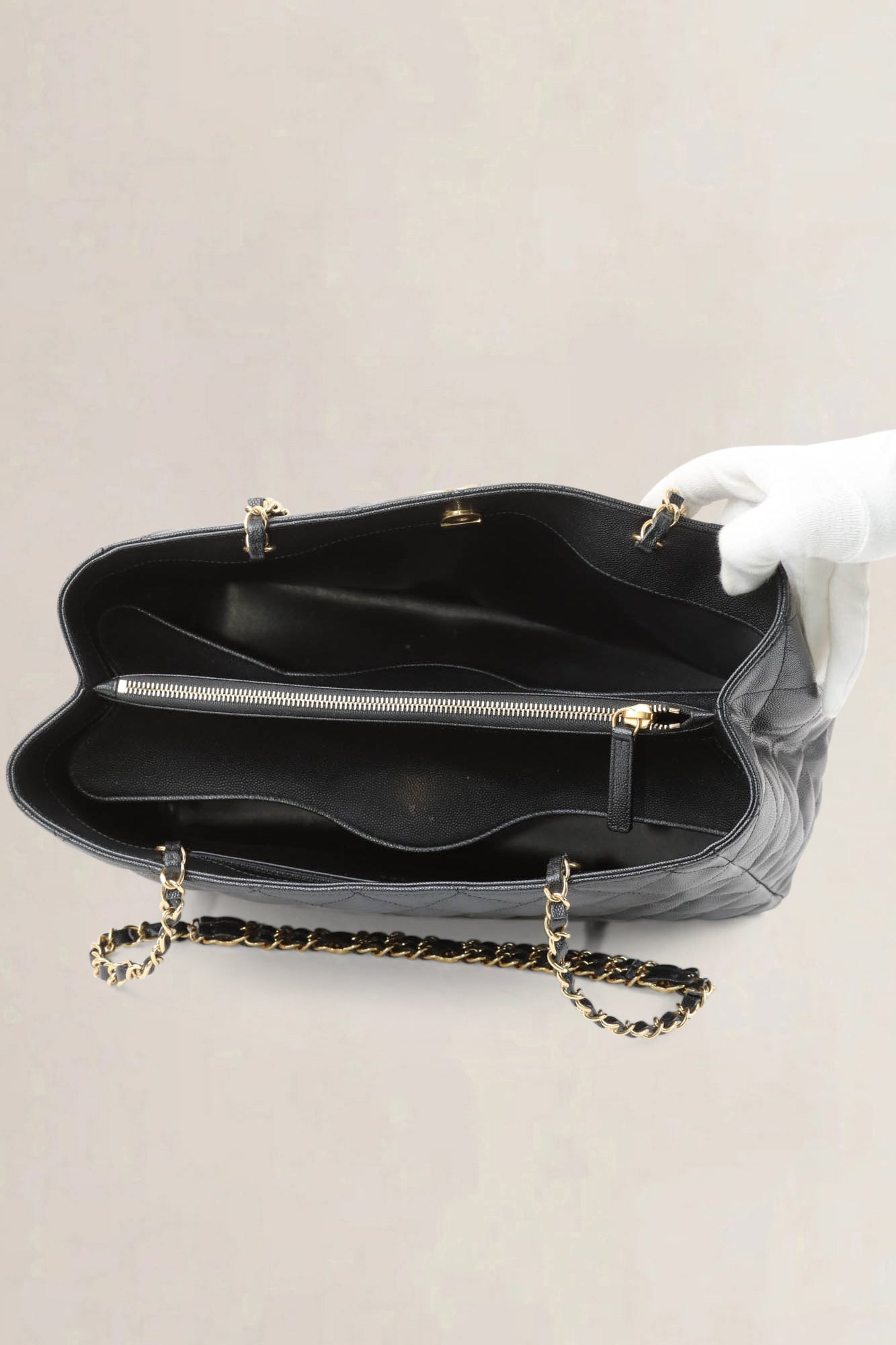 Chanel Black Caviar Quilted Shopping Bag