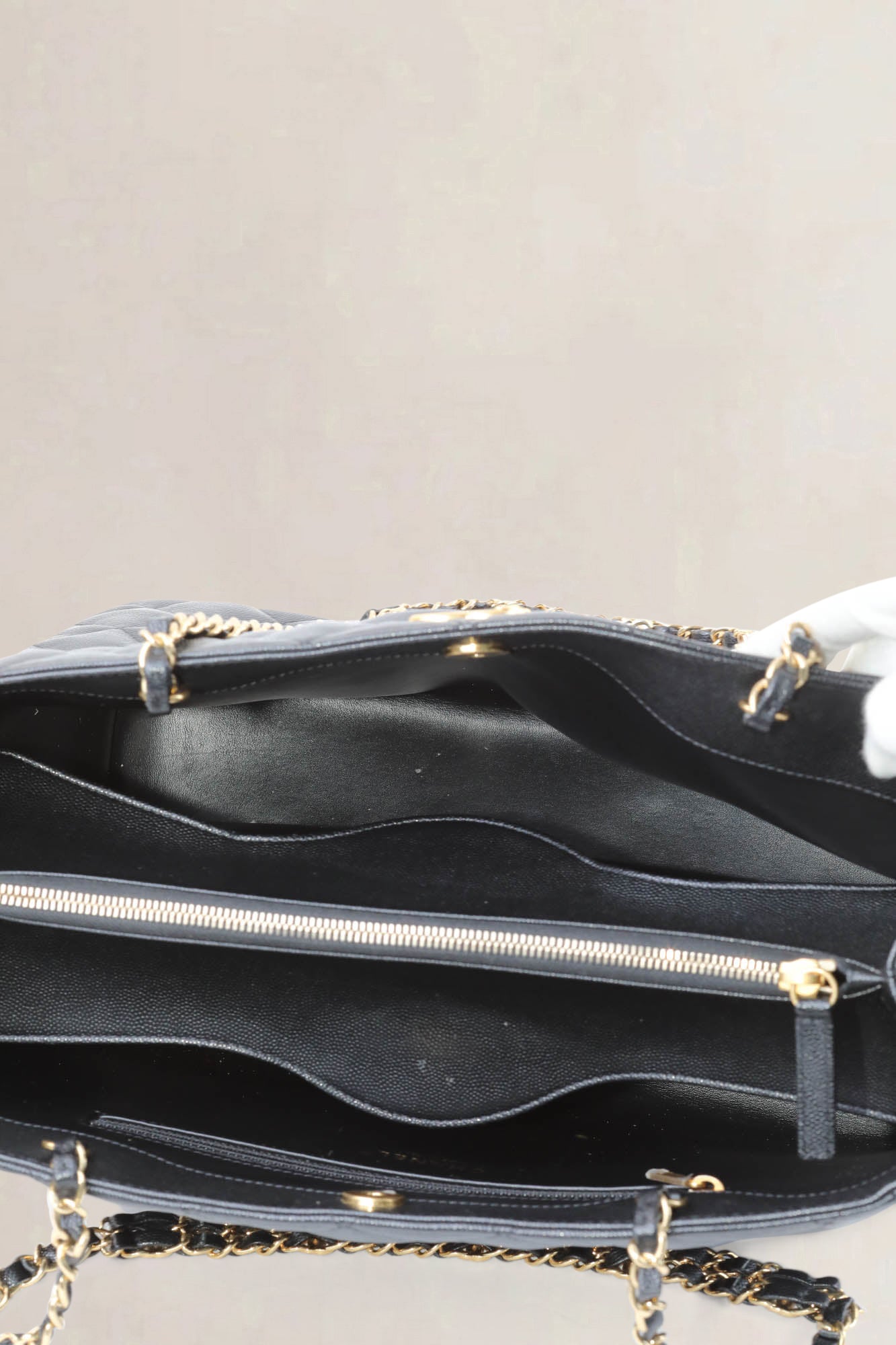 Chanel Black Caviar Quilted Shopping Bag