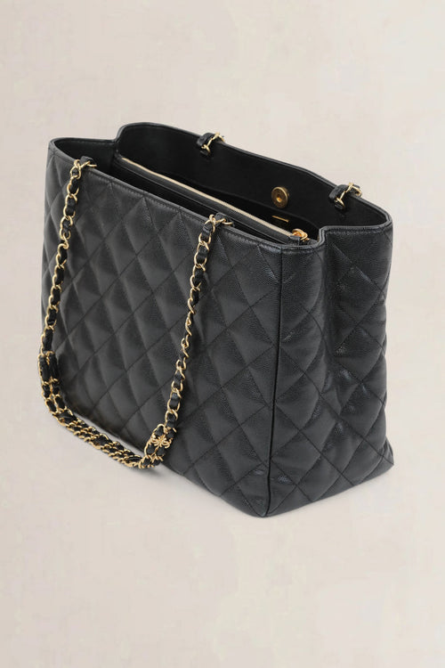 Chanel Black Caviar Quilted Shopping Bag