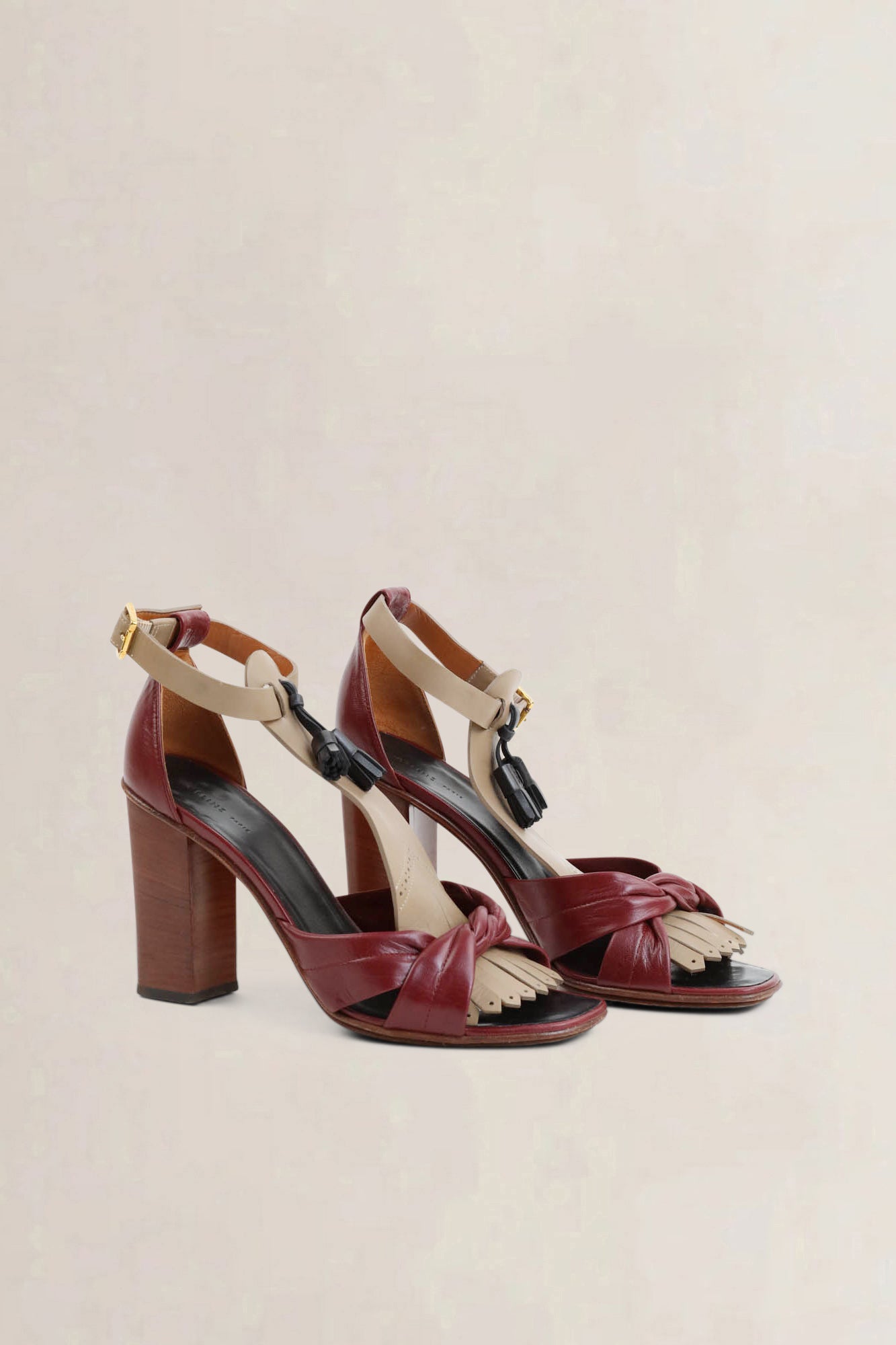 Burgundy Fringe Sandals