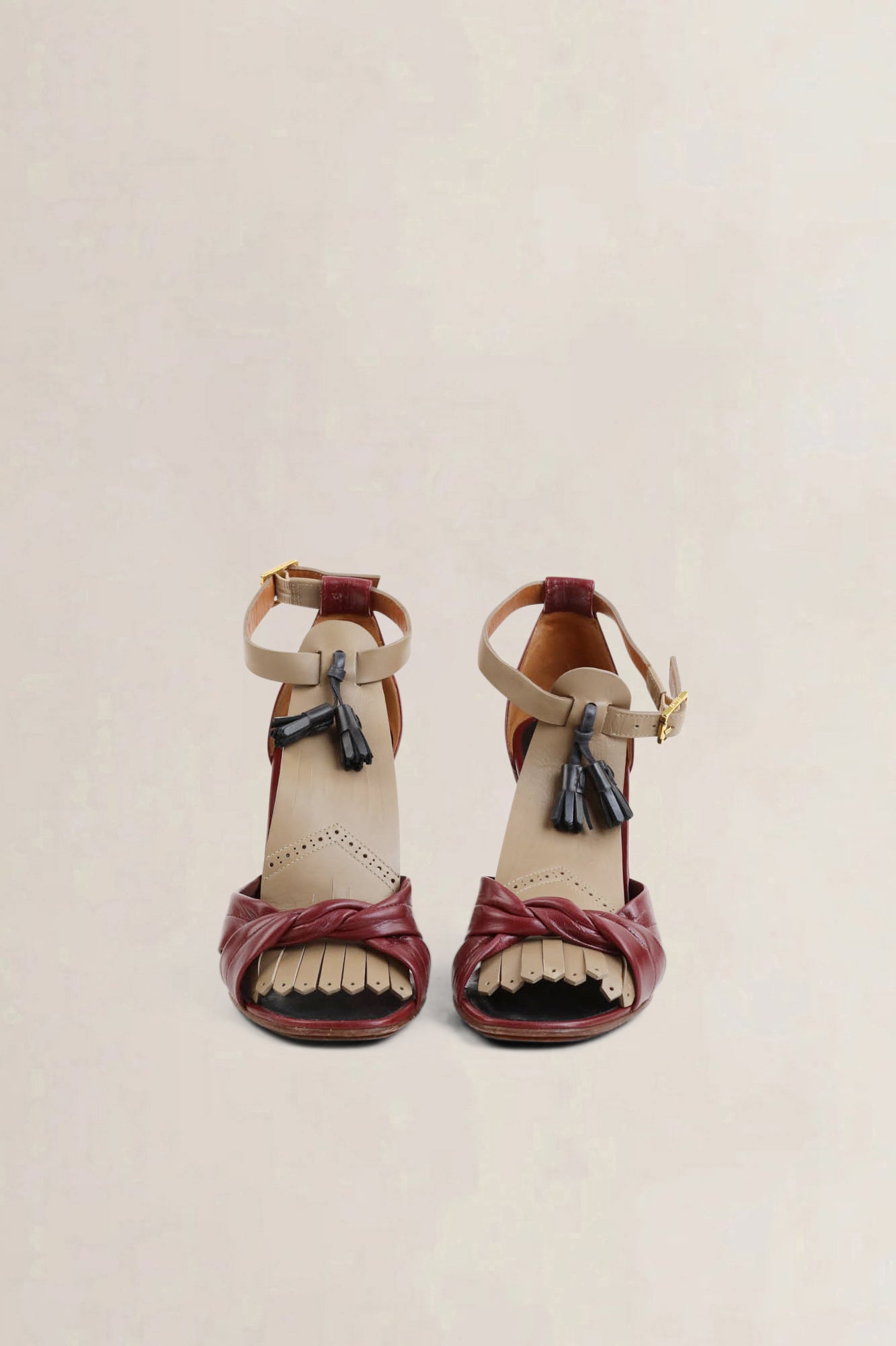 Burgundy Fringe Sandals