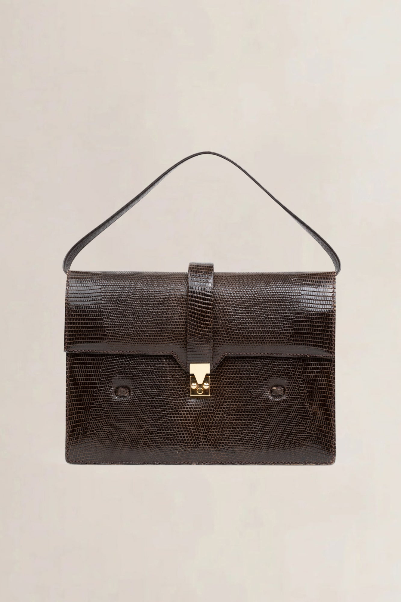 Paris Vintage Brown Lizard Top Handle Bag