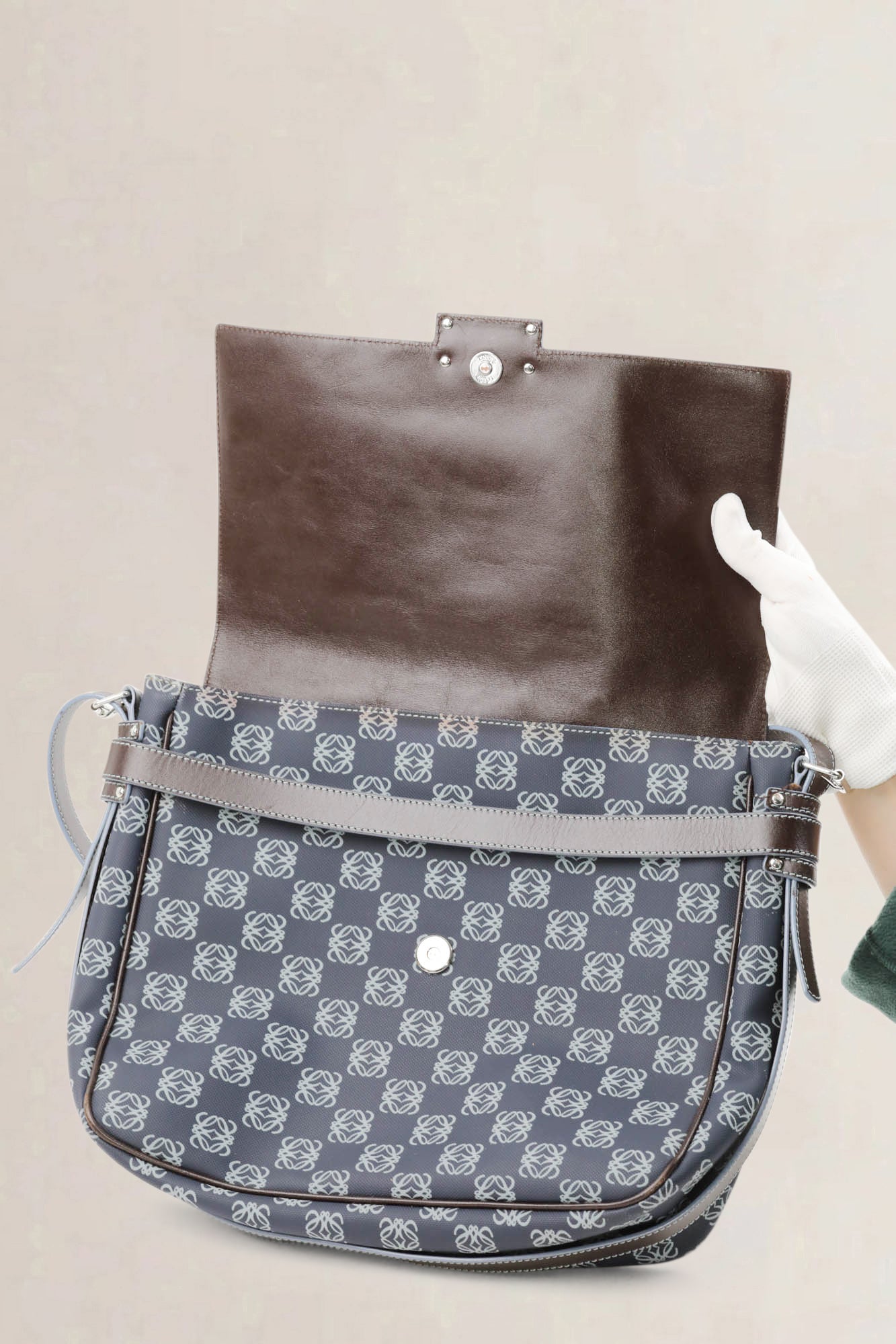 Blue Anagram Crossbody Bag