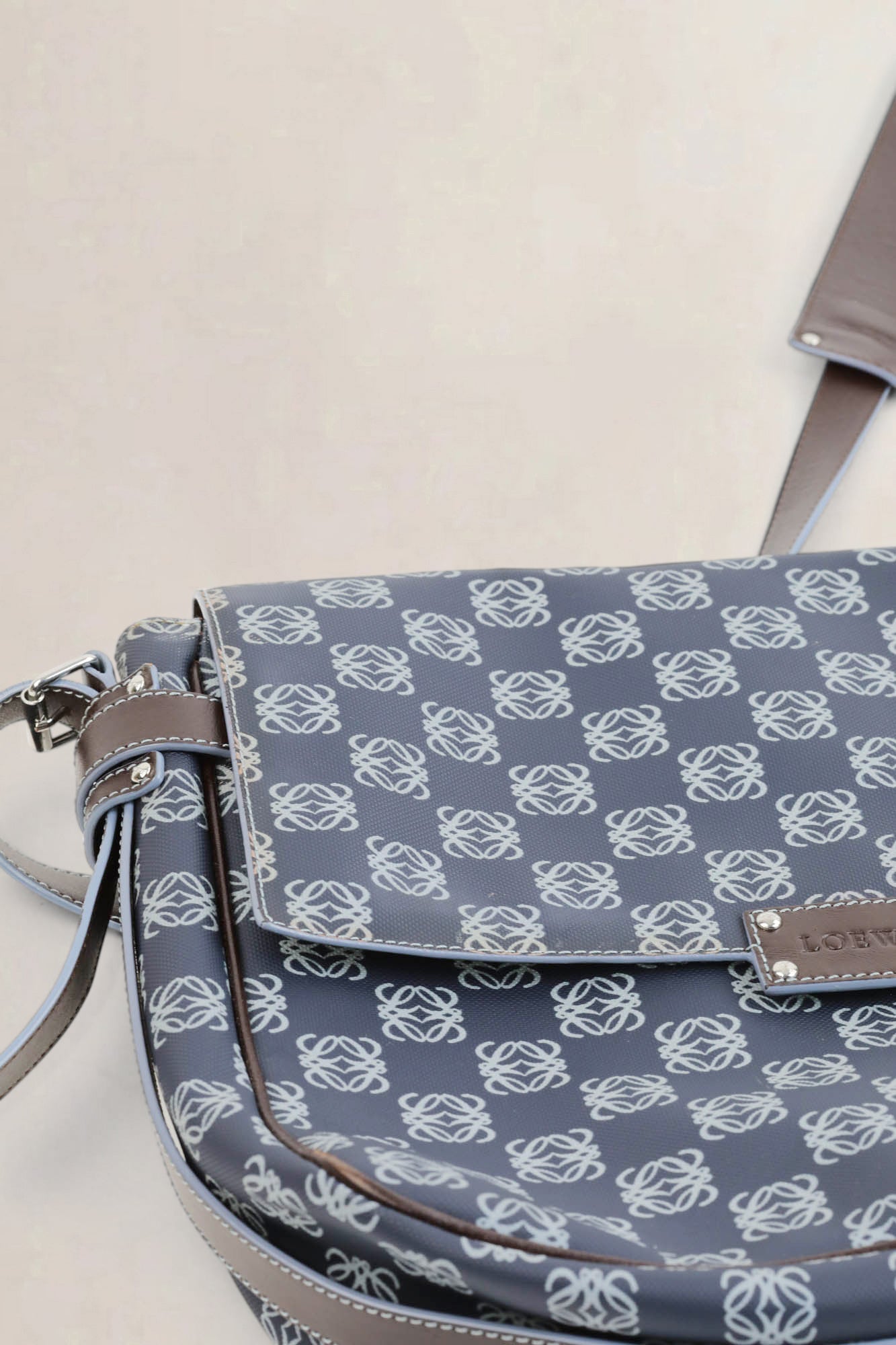 Blue Anagram Crossbody Bag