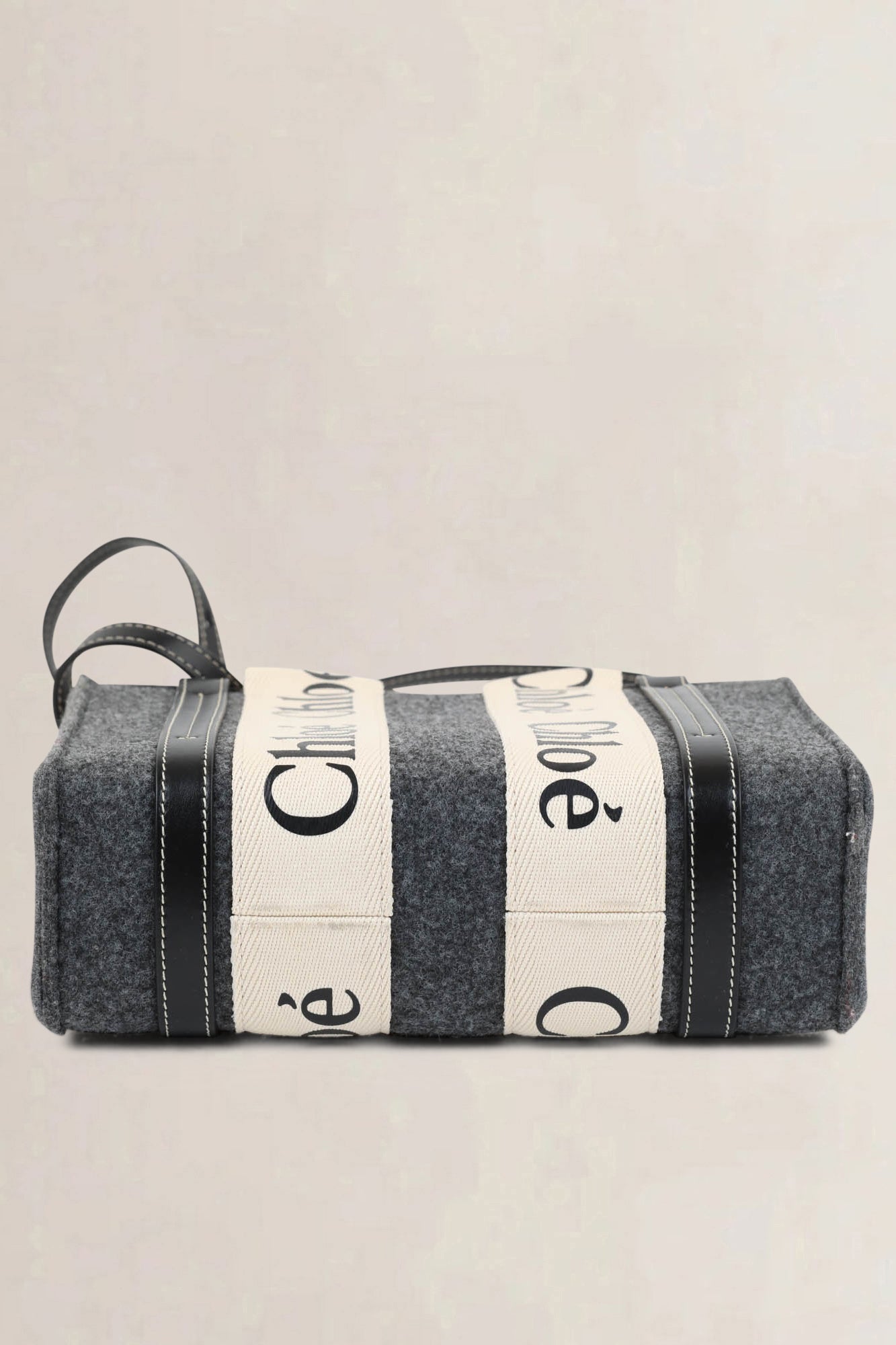 Chloé Grey Wool Woody Small Crossbody Bag