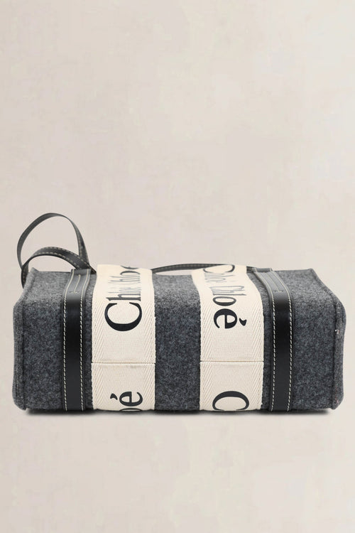 Chloé Grey Wool Woody Small Crossbody Bag