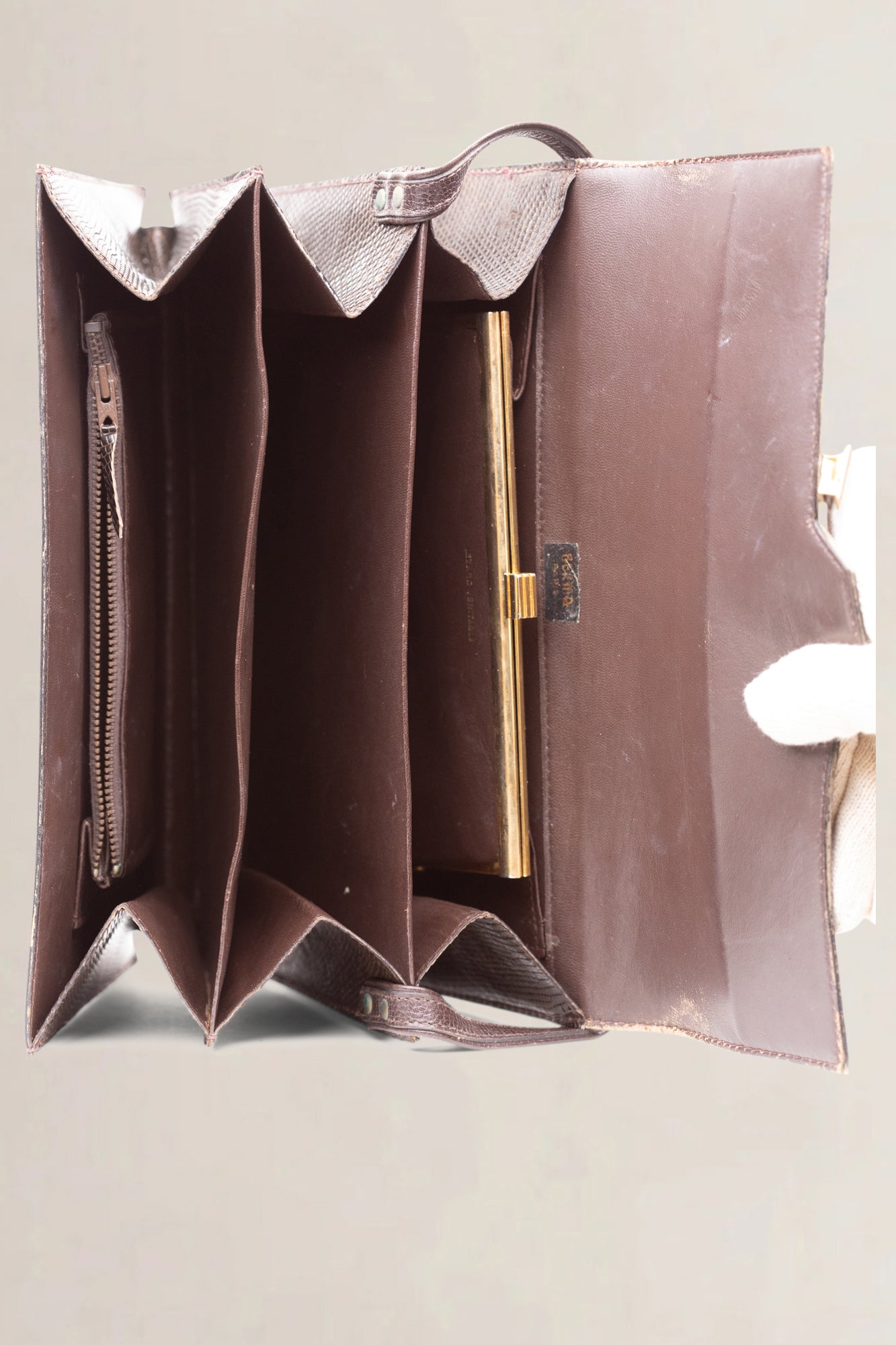 Paris Vintage Brown Lizard Top Handle Bag