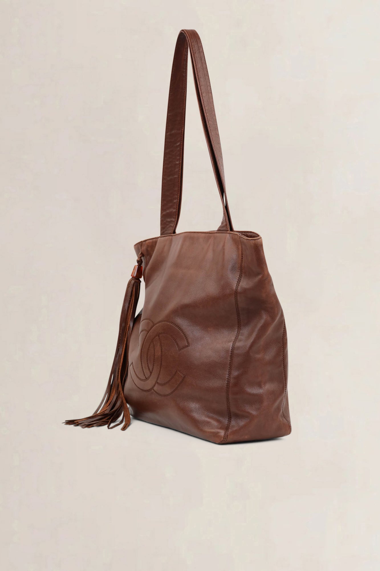 Chanel Brown Leather CC Shoulder Bag