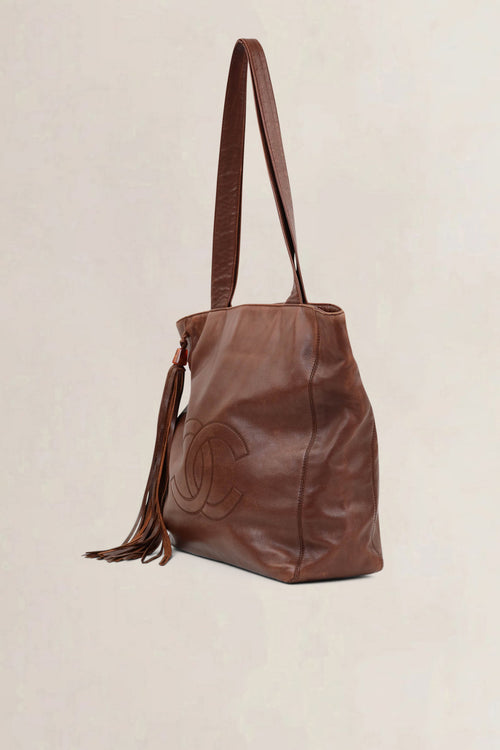 Chanel Brown Leather CC Shoulder Bag