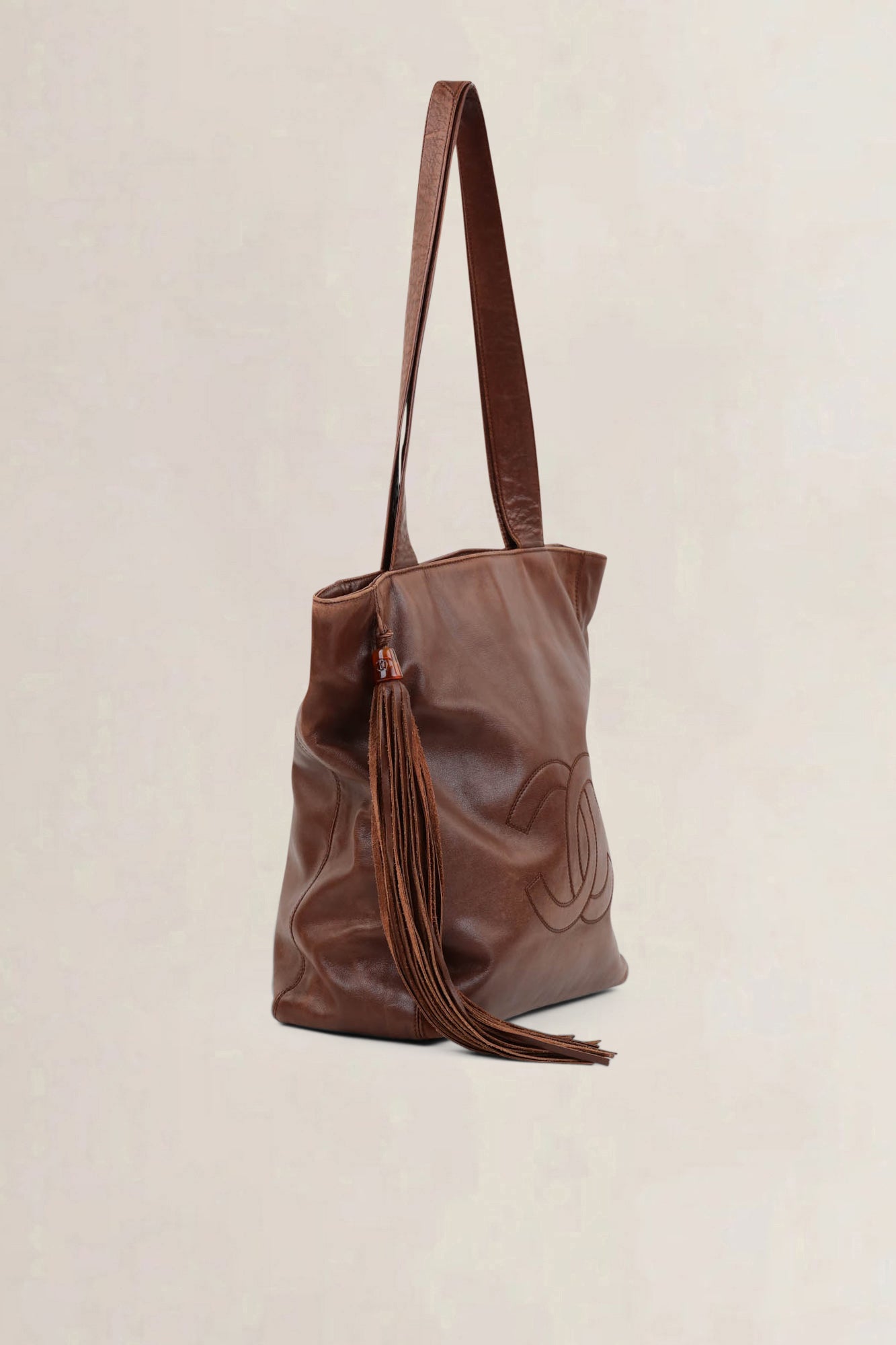 Chanel Brown Leather CC Shoulder Bag