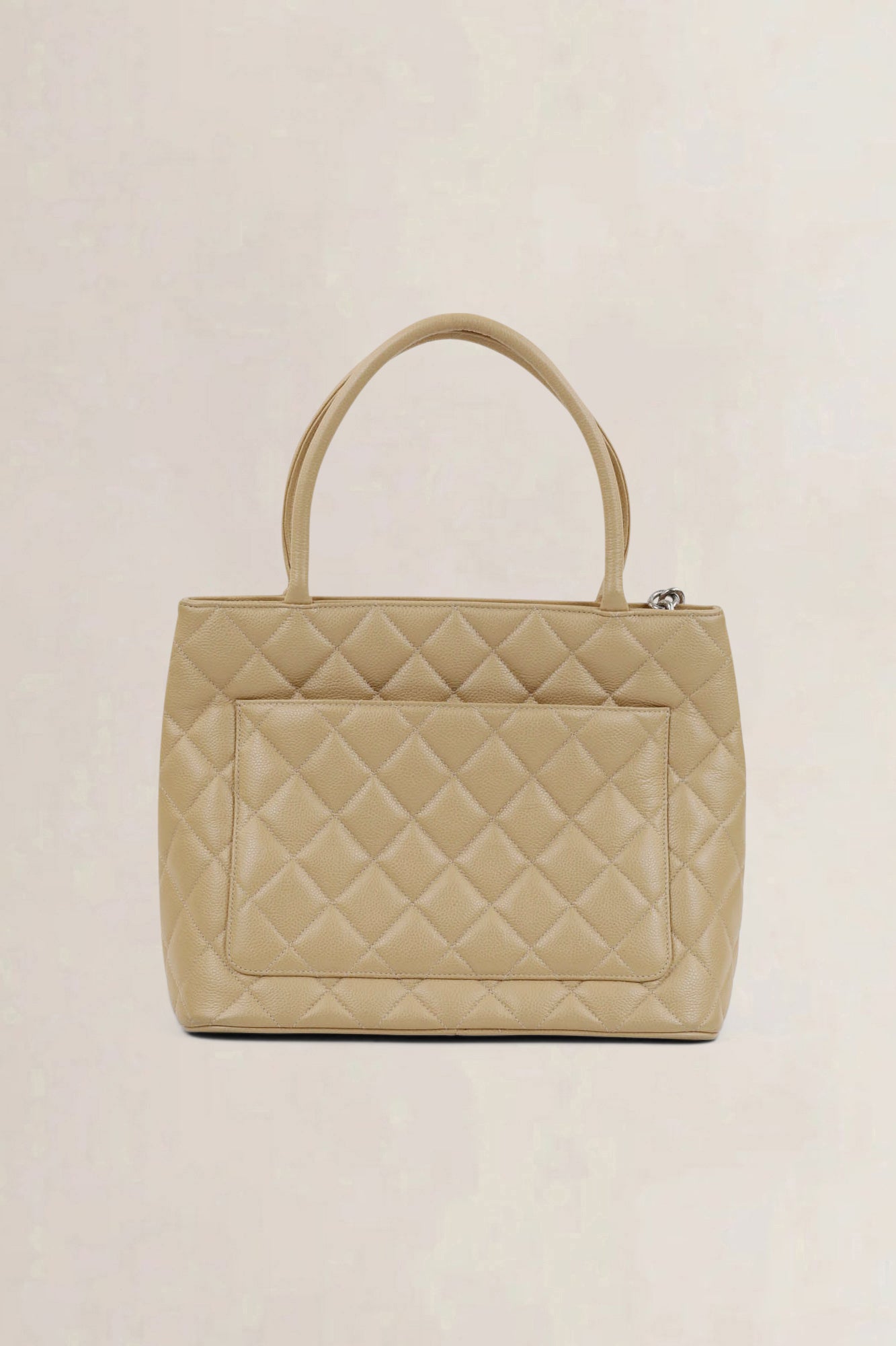 Chanel Beige Caviar Leather Medaillon Shoulder Bag