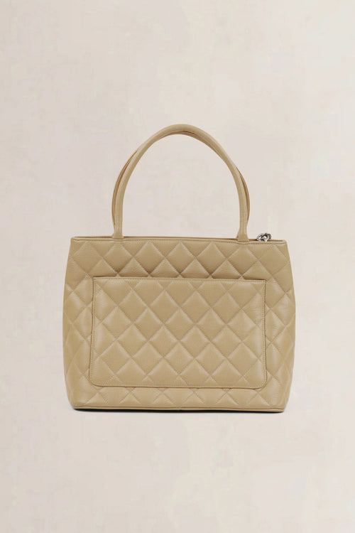 Chanel Beige Caviar Leather Medaillon Shoulder Bag
