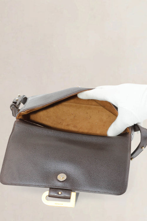 Delvaux Dark Brown Poirier Crossbody Bag