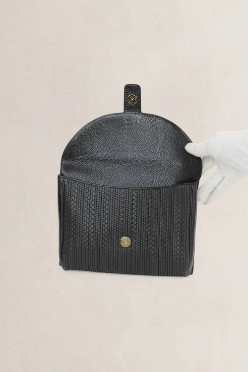 Delvaux Black Toile De Cuir Clutch