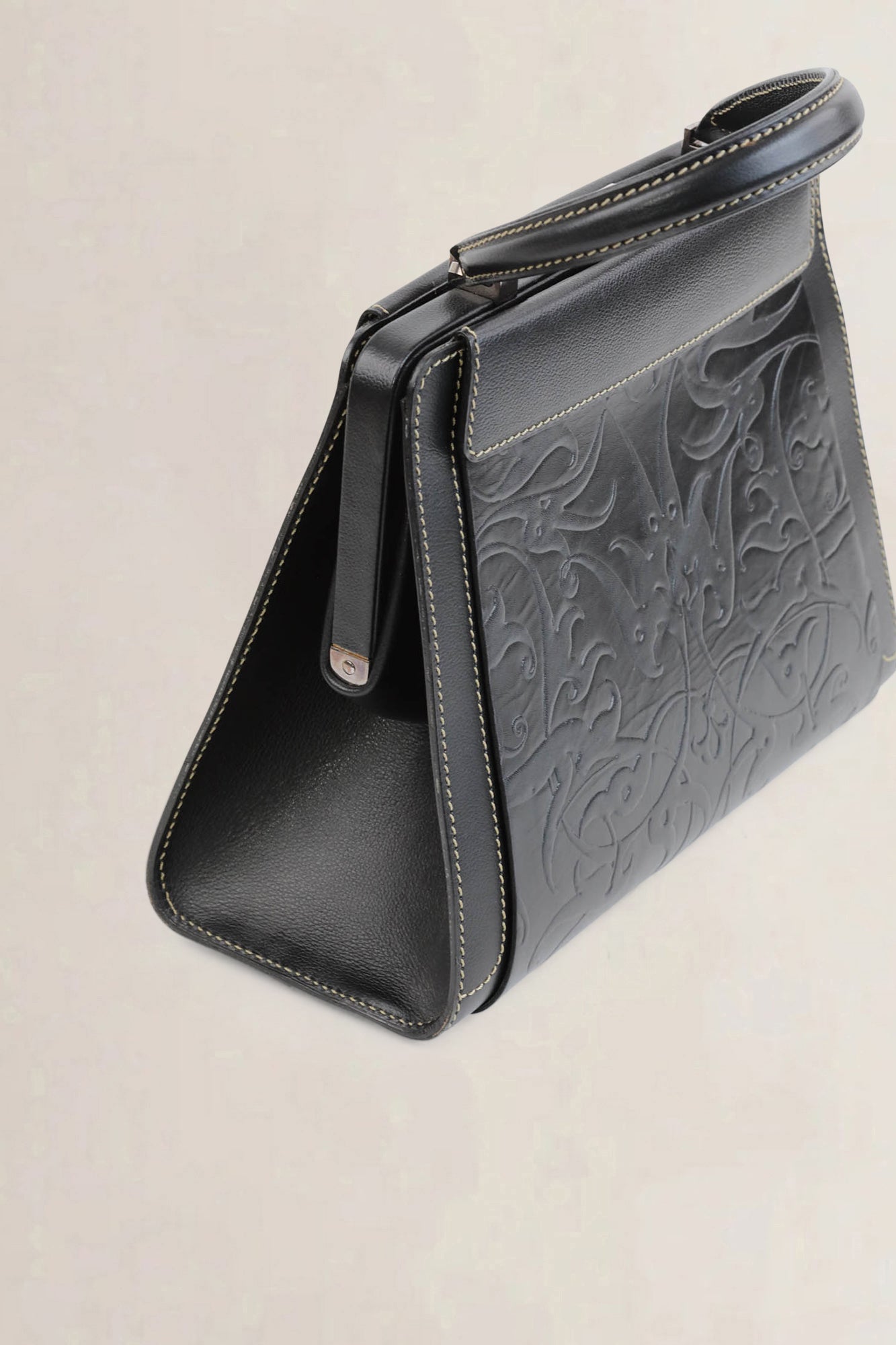 Black Illusion Top Handle Bag