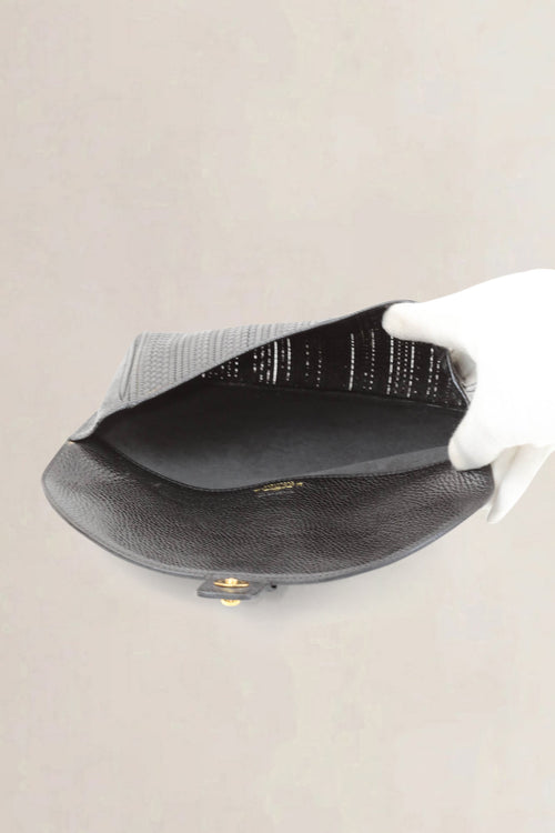 Delvaux Black Toile De Cuir Clutch