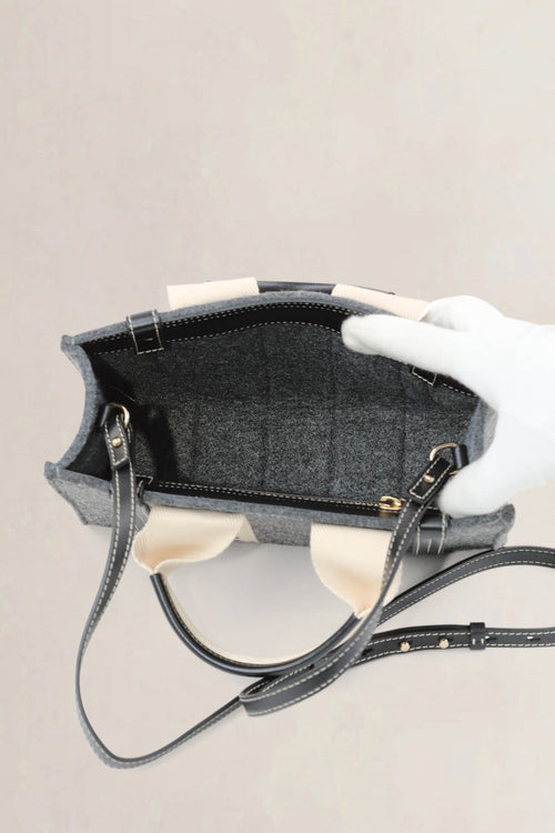 Chloé Grey Wool Woody Small Crossbody Bag