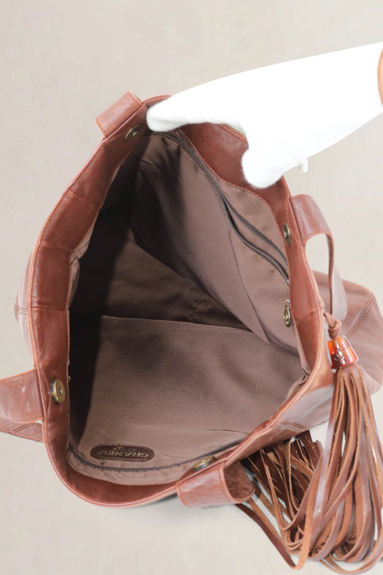 Chanel Brown Leather CC Shoulder Bag