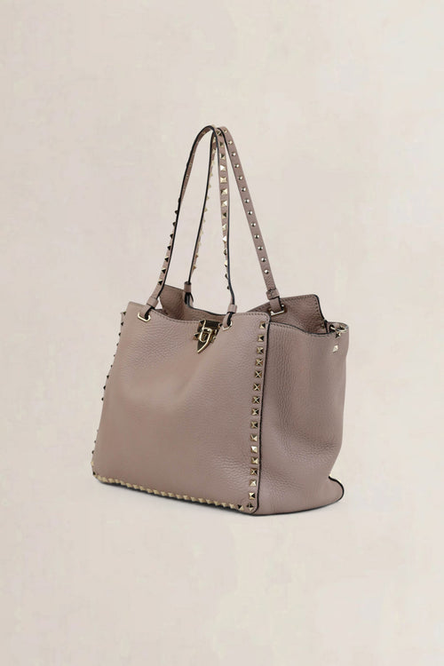 Valentino Garavani Grey Rockstud Shopping Bag