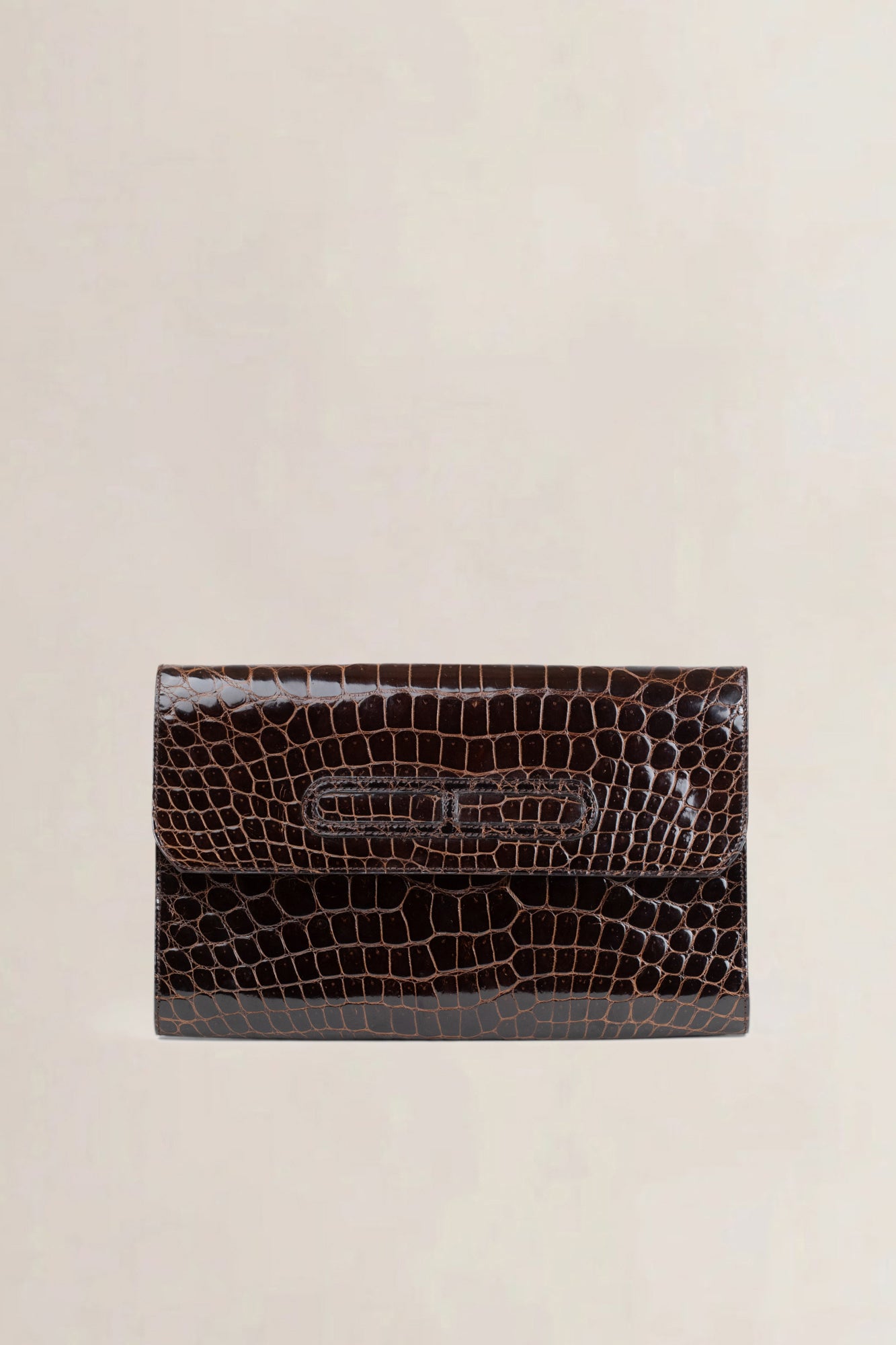 Brown Croco Clutch