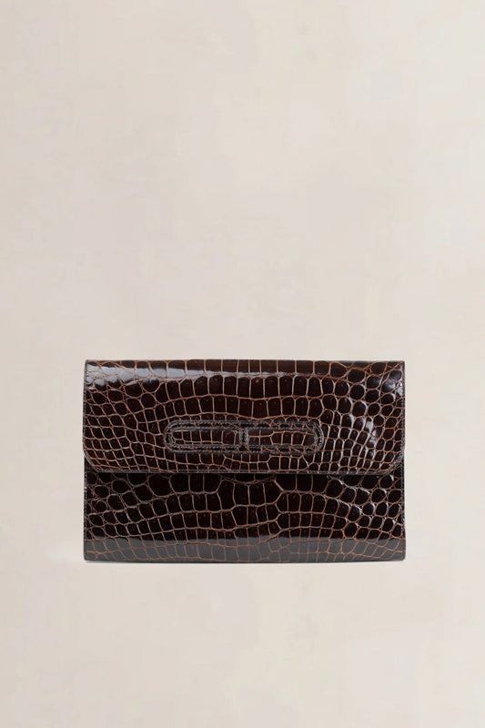 Brown Croco Clutch