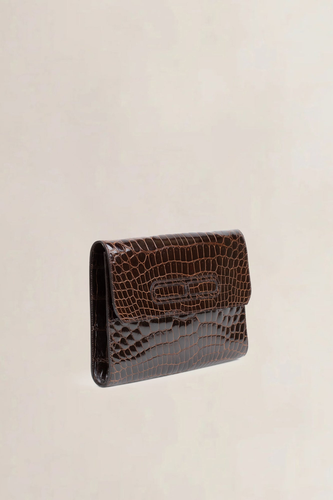Brown Croco Clutch