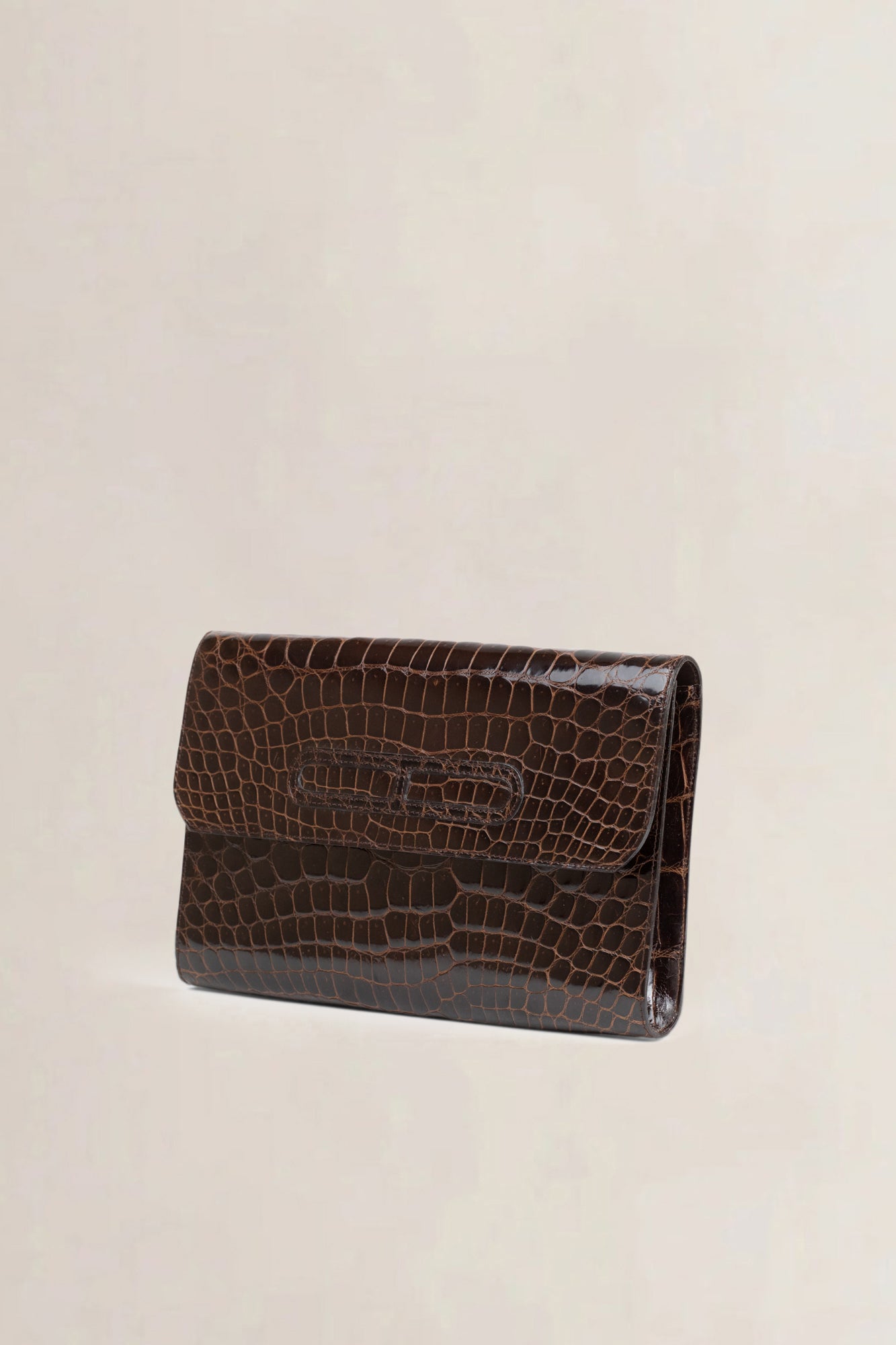 Brown Croco Clutch