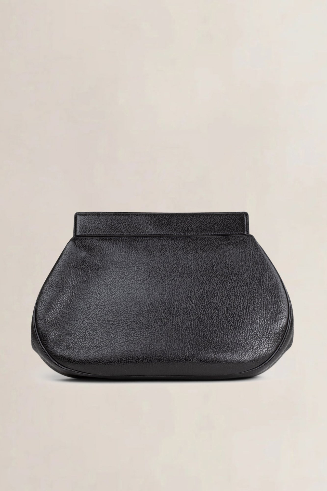 Black Leather Turn Lock Clutch