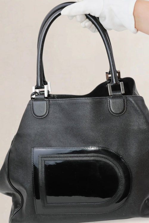 Delvaux Black Louise Satchel Allure Vernis Shoulder Bag
