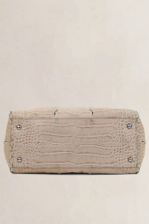 Alaïa Light Pink Croccodile Embossed Dome Top Handle Bag