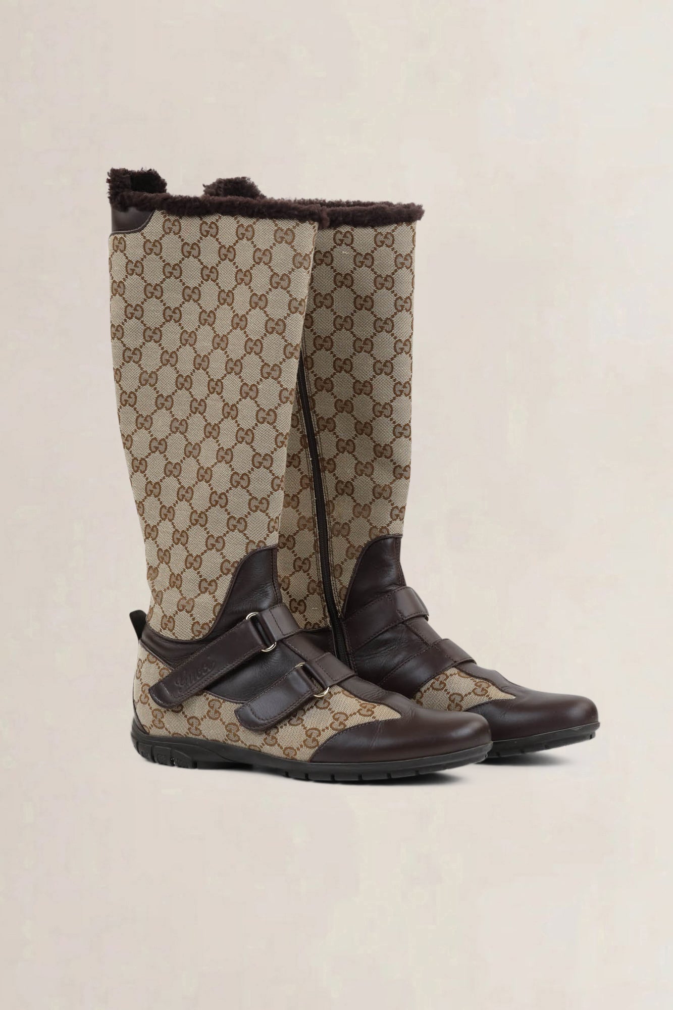 Gucci Brown Monogram Boots