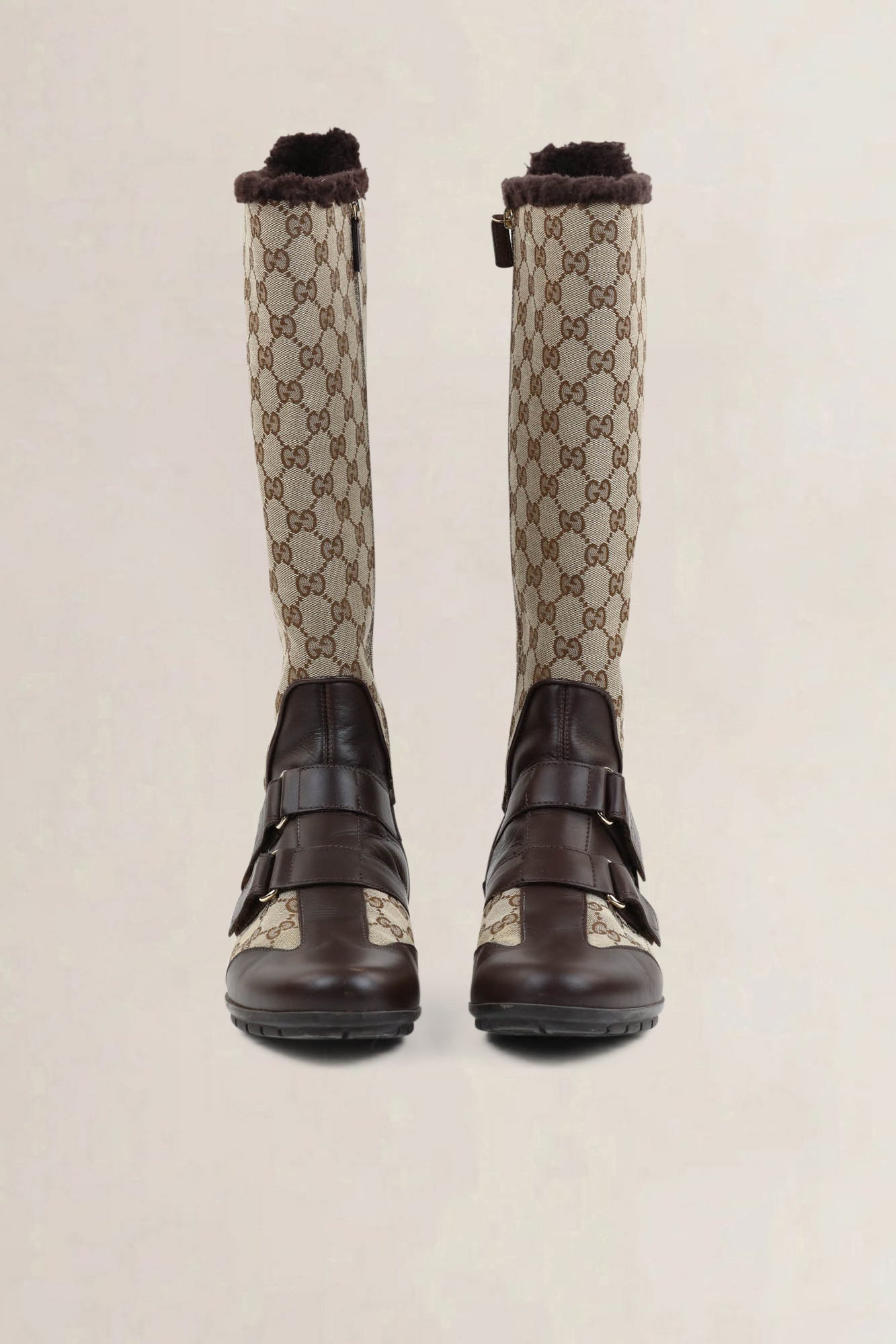 Gucci Brown Monogram Boots