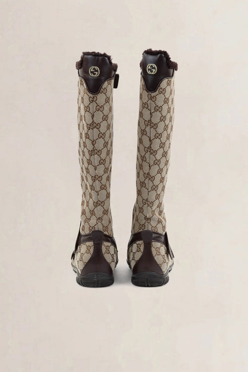 Gucci Brown Monogram Boots