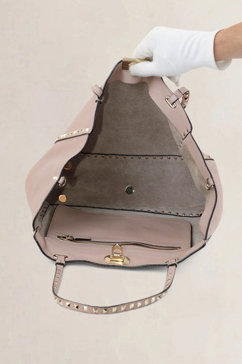 Valentino Garavani Grey Rockstud Shopping Bag