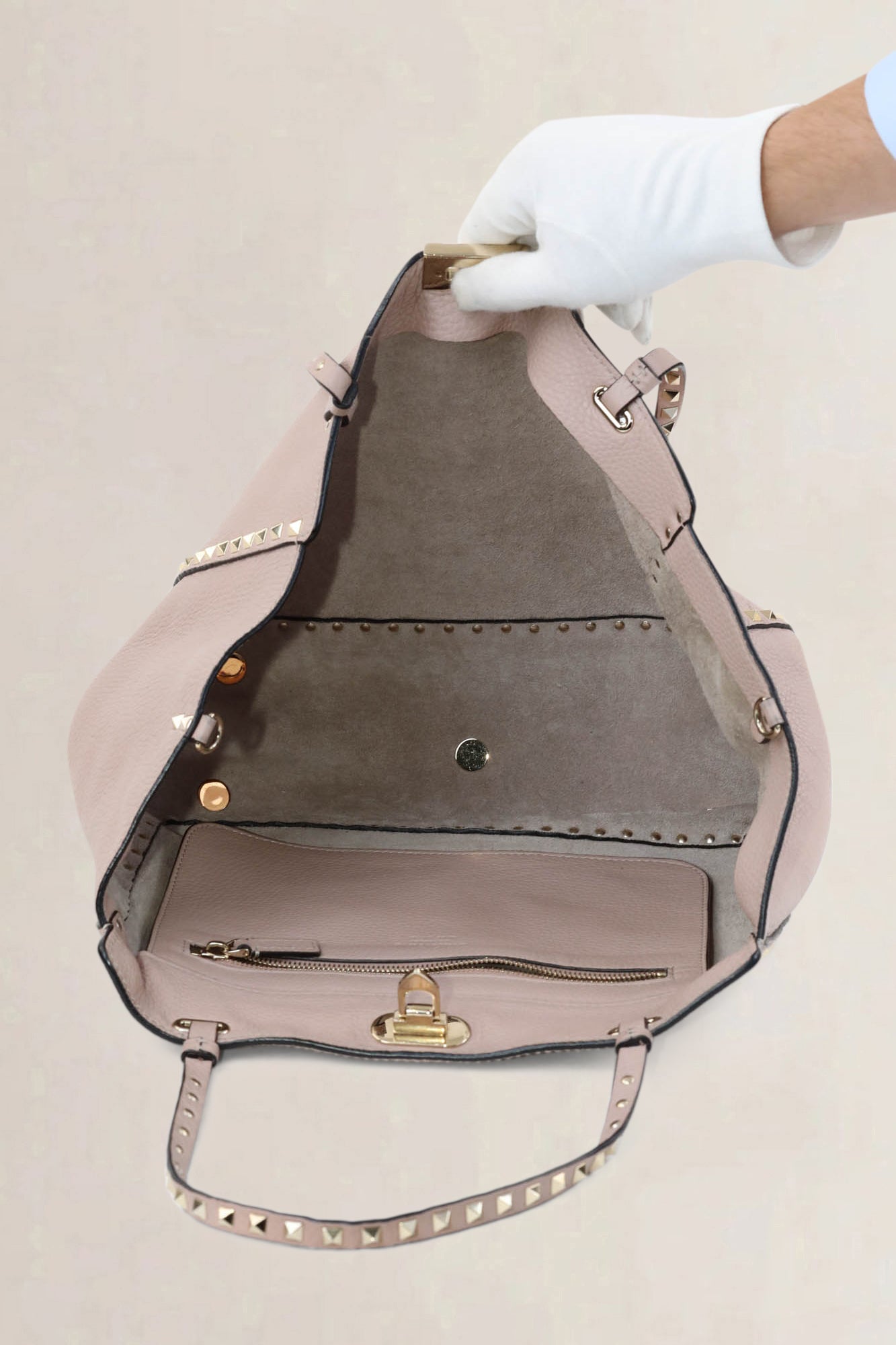 Valentino Garavani Grey Rockstud Shopping Bag