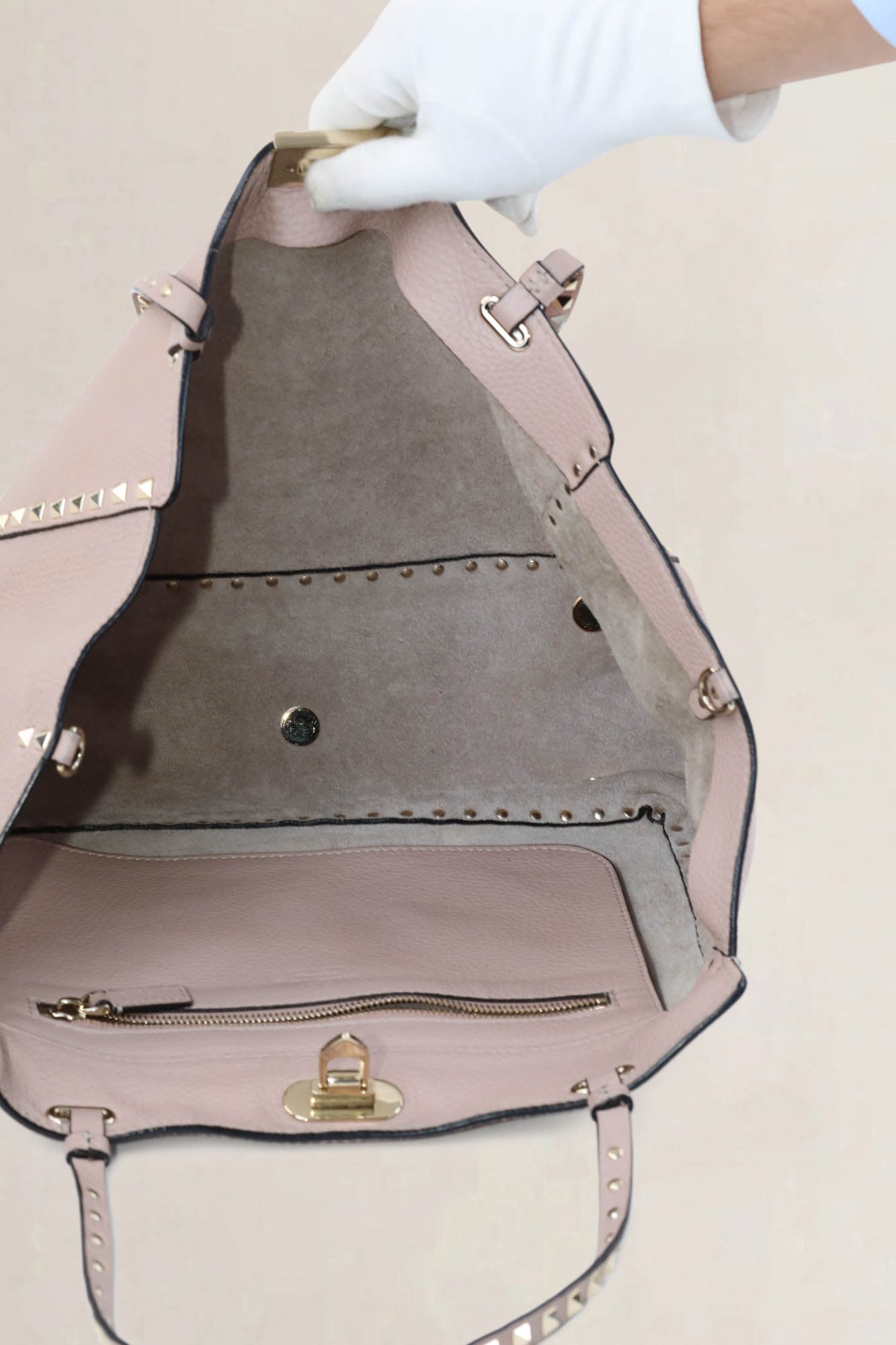 Valentino Garavani Grey Rockstud Shopping Bag