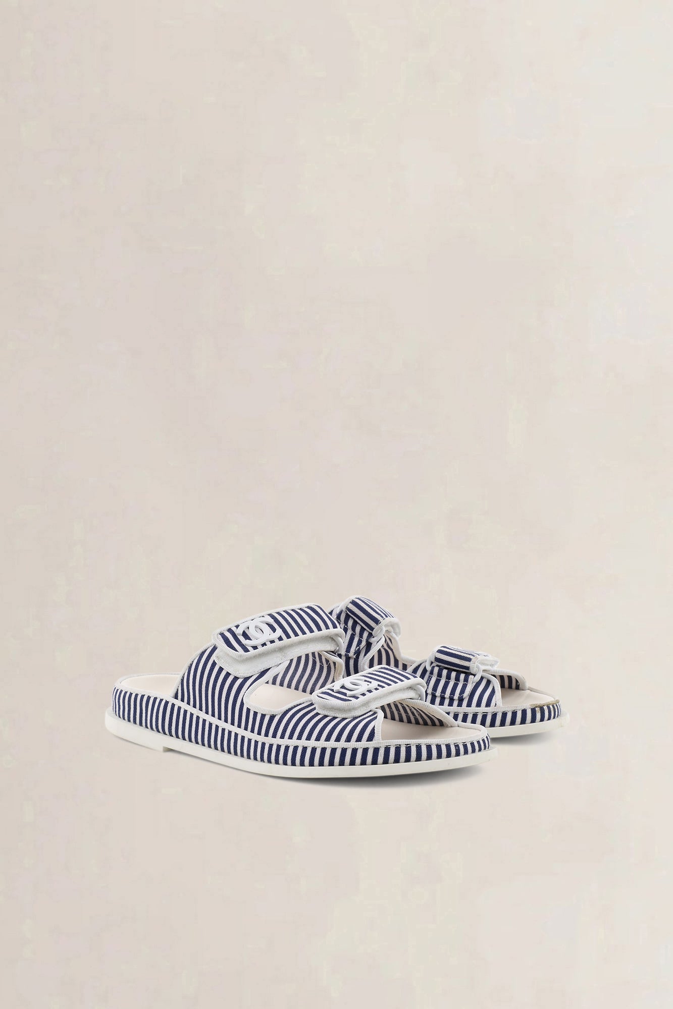 Chanel Blue/White Striped Dad Sandals
