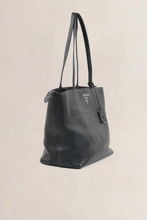 Prada Black Vitello Phenix Shoulder Bag