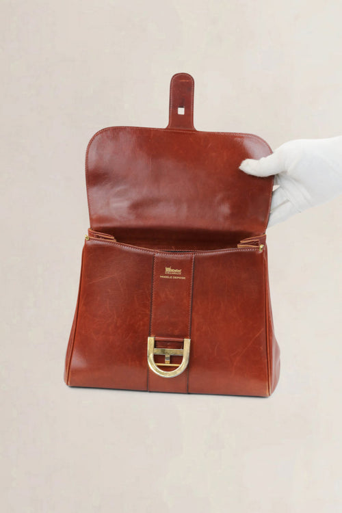Delvaux Brillant Brown MM Top Handle Bag