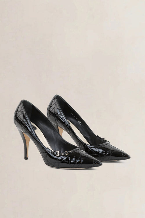 Christian Dior Black Leather Quilted Pumps