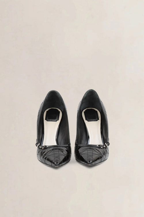 Christian Dior Black Leather Quilted Pumps