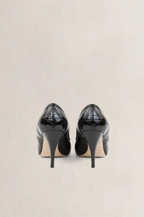 Christian Dior Black Leather Quilted Pumps