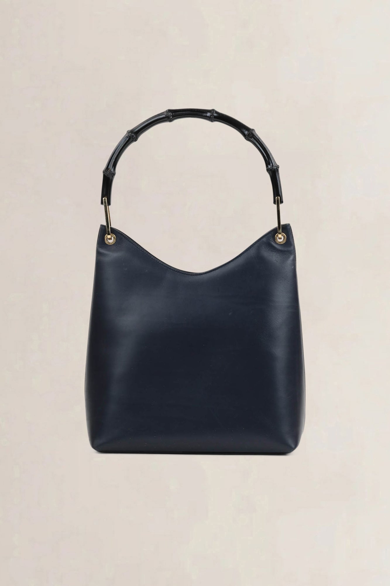 Gucci Blue Leather Bamboo Shoulder Bag