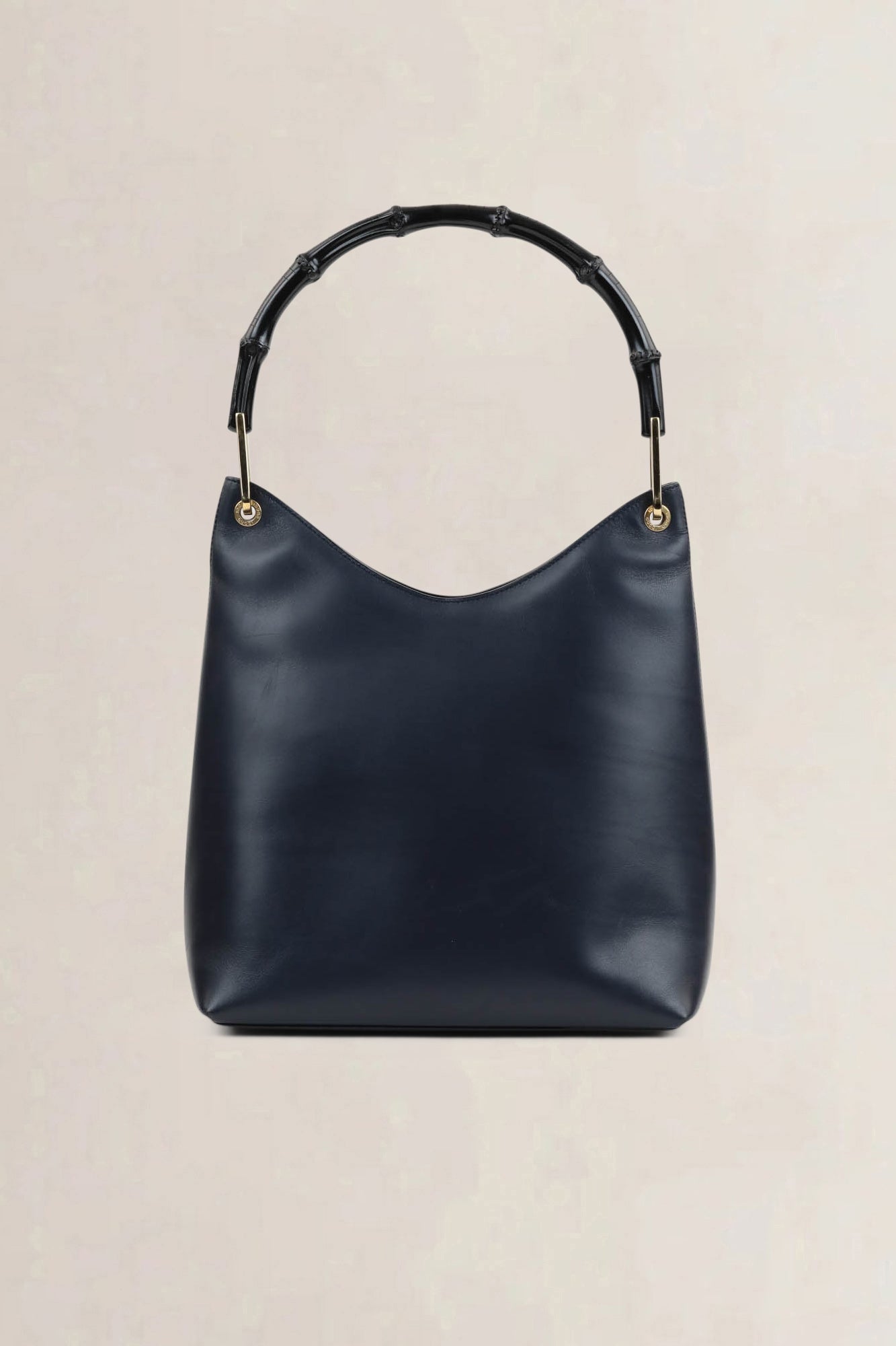 Gucci Blue Leather Bamboo Shoulder Bag